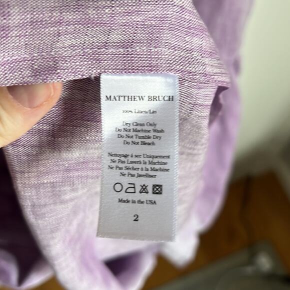New NWT Matthew Bruch Drawstring Tank Midi Dress Lavender Melange Linen - Picture 6 of 7